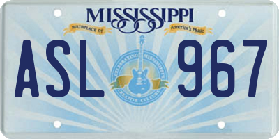 MS license plate ASL967
