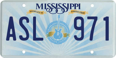 MS license plate ASL971
