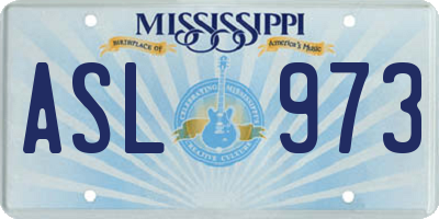 MS license plate ASL973