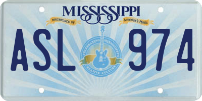 MS license plate ASL974