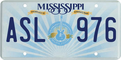 MS license plate ASL976