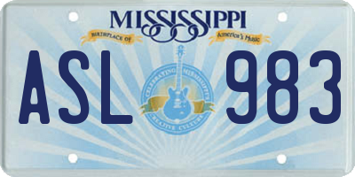 MS license plate ASL983