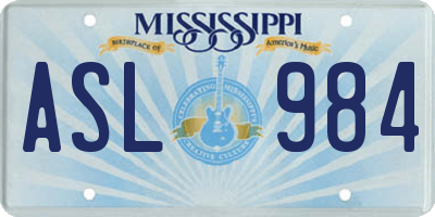 MS license plate ASL984