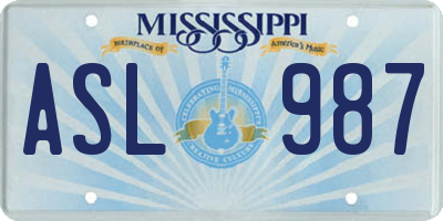 MS license plate ASL987