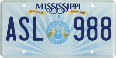 MS license plate ASL988