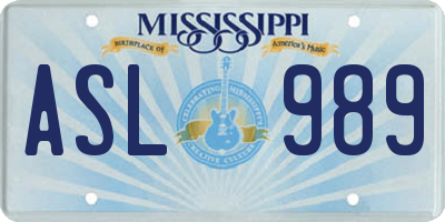 MS license plate ASL989