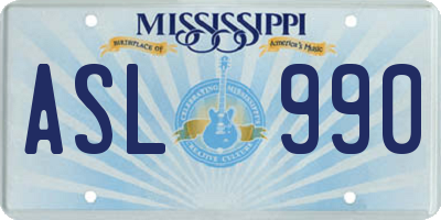 MS license plate ASL990