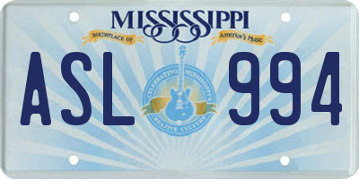 MS license plate ASL994