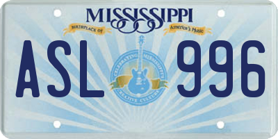 MS license plate ASL996