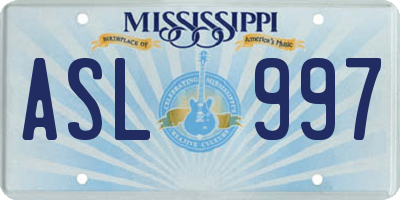 MS license plate ASL997