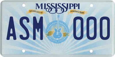 MS license plate ASM000