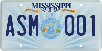MS license plate ASM001