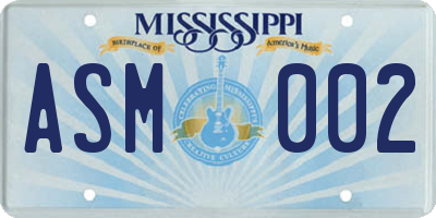 MS license plate ASM002