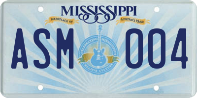 MS license plate ASM004