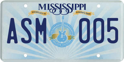 MS license plate ASM005