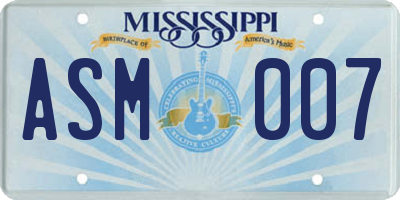 MS license plate ASM007