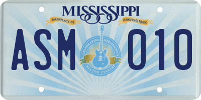MS license plate ASM010