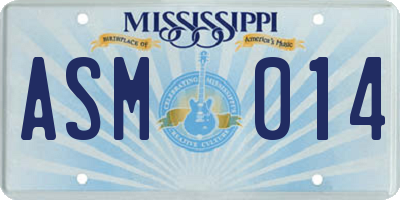 MS license plate ASM014