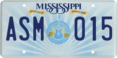 MS license plate ASM015