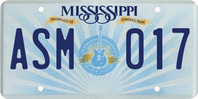 MS license plate ASM017