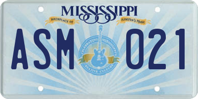 MS license plate ASM021