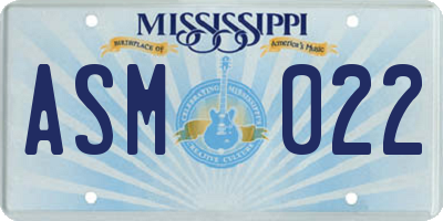 MS license plate ASM022