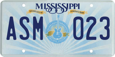 MS license plate ASM023