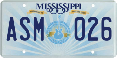 MS license plate ASM026