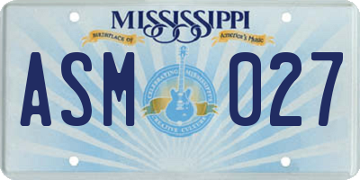 MS license plate ASM027