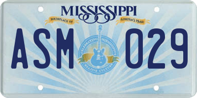 MS license plate ASM029