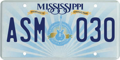 MS license plate ASM030