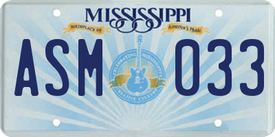 MS license plate ASM033