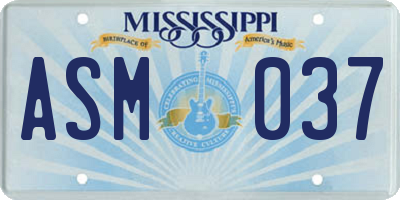 MS license plate ASM037