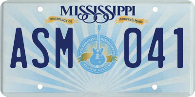 MS license plate ASM041