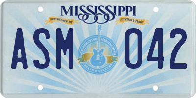 MS license plate ASM042
