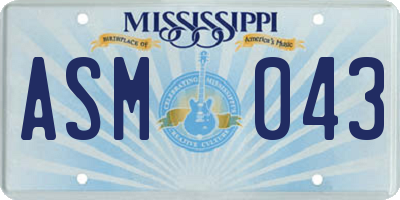 MS license plate ASM043