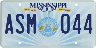 MS license plate ASM044