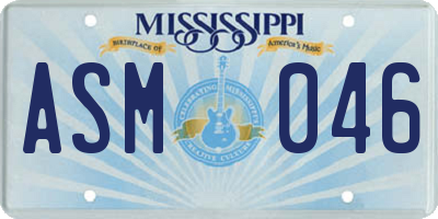 MS license plate ASM046