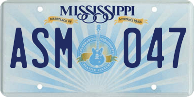MS license plate ASM047