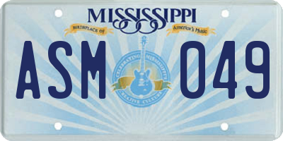 MS license plate ASM049