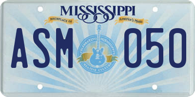 MS license plate ASM050
