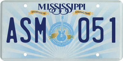 MS license plate ASM051