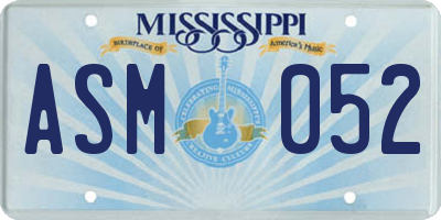 MS license plate ASM052