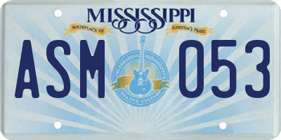 MS license plate ASM053
