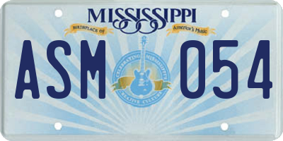 MS license plate ASM054