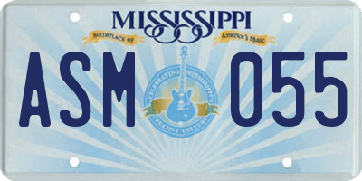 MS license plate ASM055