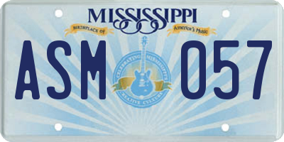MS license plate ASM057