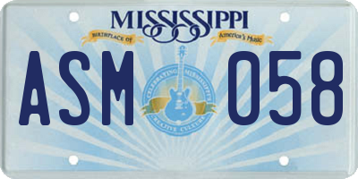 MS license plate ASM058