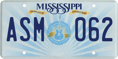 MS license plate ASM062