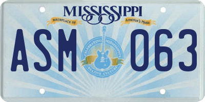 MS license plate ASM063